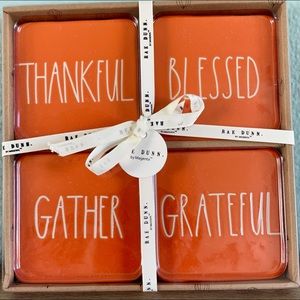 BRAND NEW with TAGS RAE DUNN 4 piece FALL coaster set